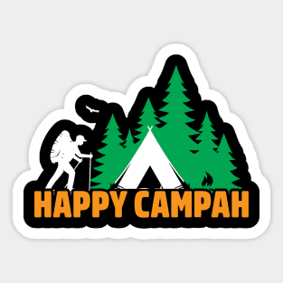 Retro Vintage Happy Campah, Camping Gift, New England Sticker